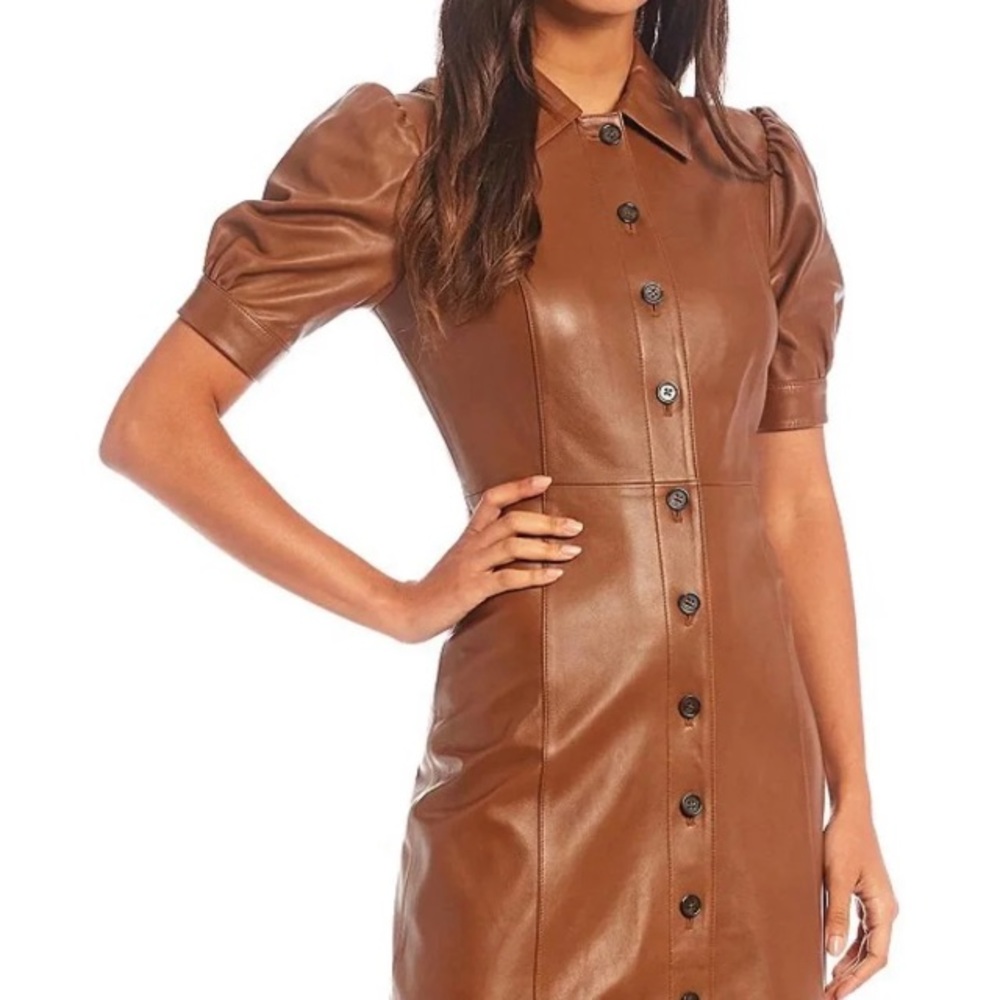 Chestnut brown in a real leather dress. Antonio melani size 12